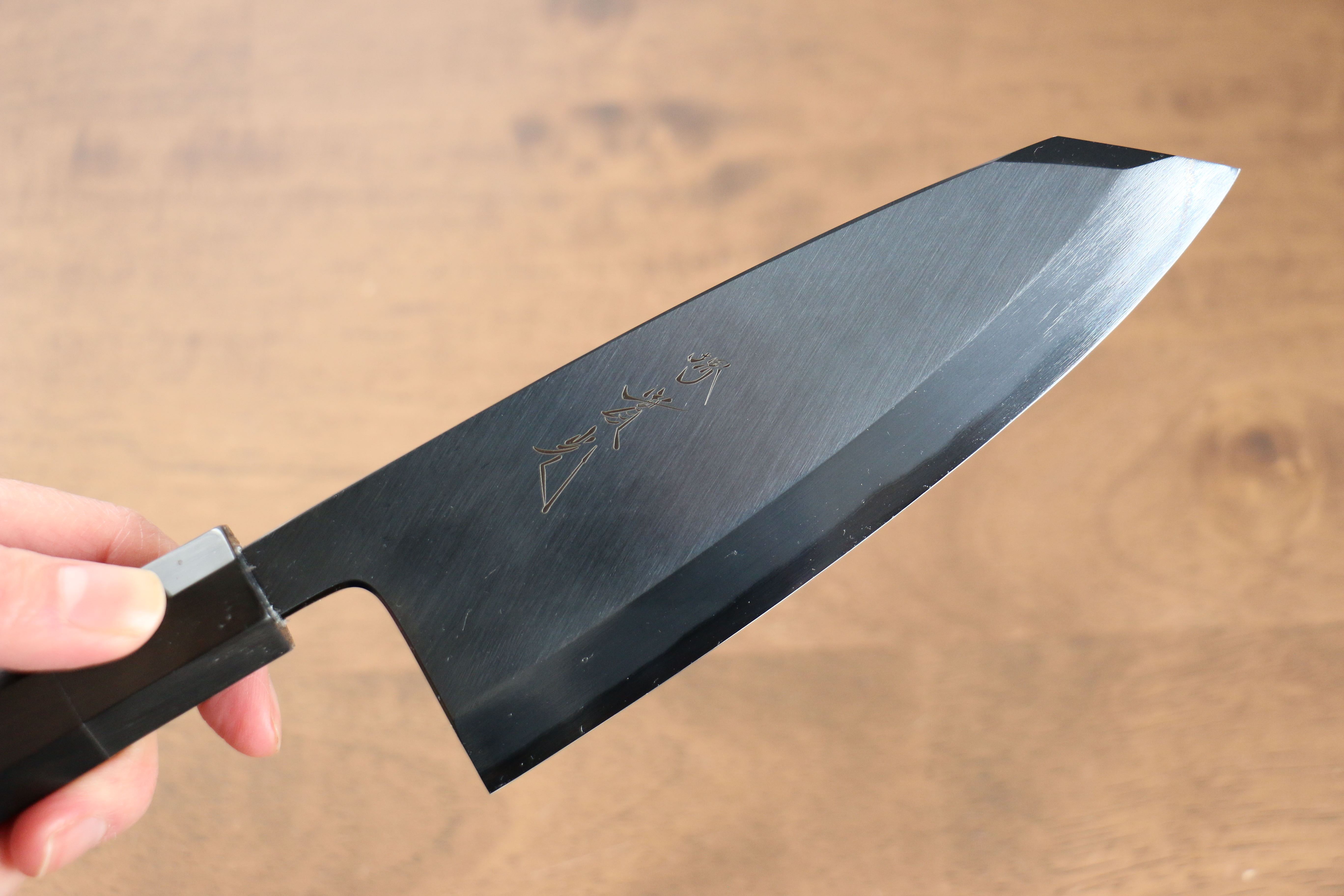 Jikko Ginza White Steel Black dyeing Kiritsuke Deba  150mm Ebony Wood Handle - Seisuke Knife