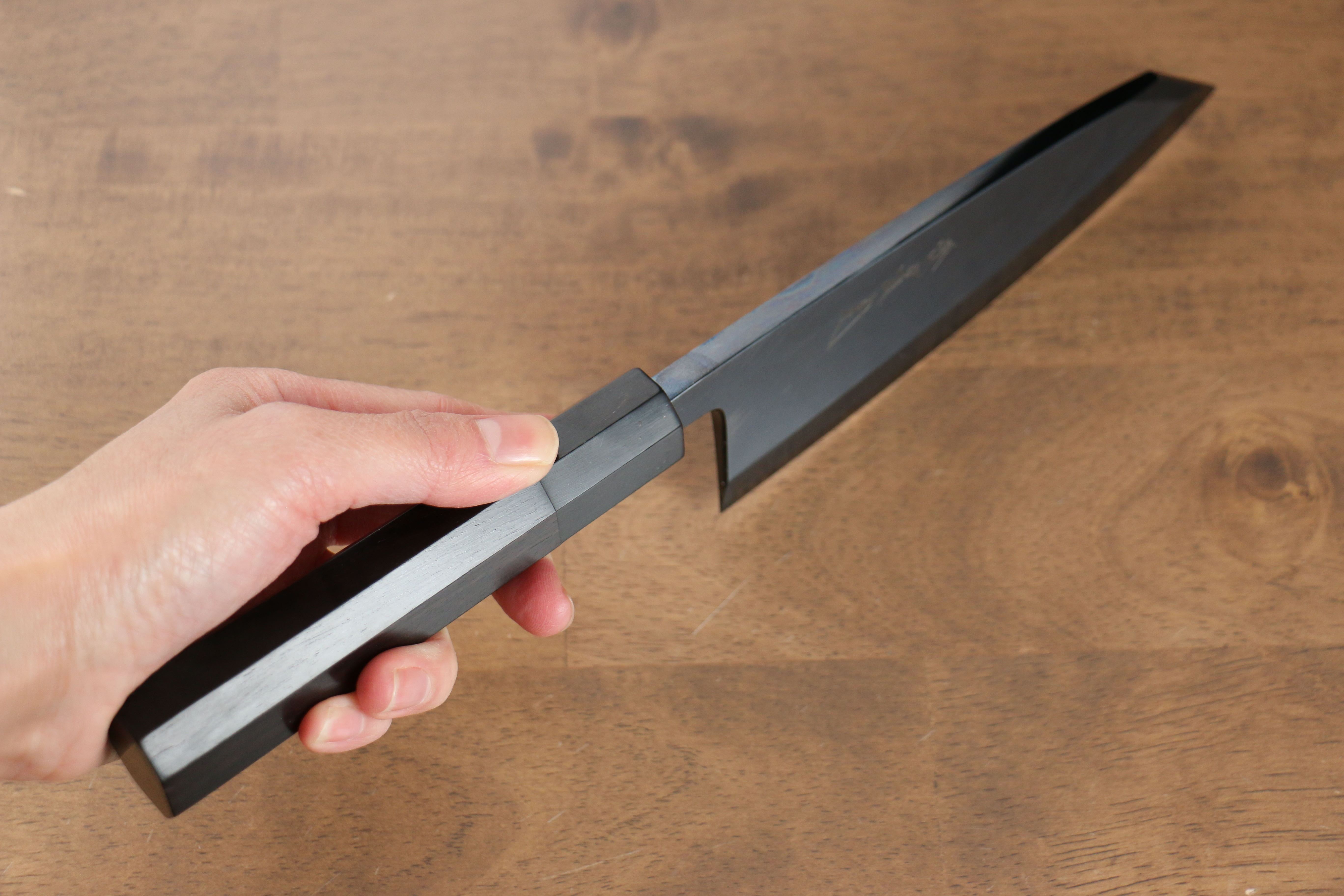 Jikko Ginza White Steel Black dyeing Kiritsuke Deba  150mm Ebony Wood Handle - Seisuke Knife