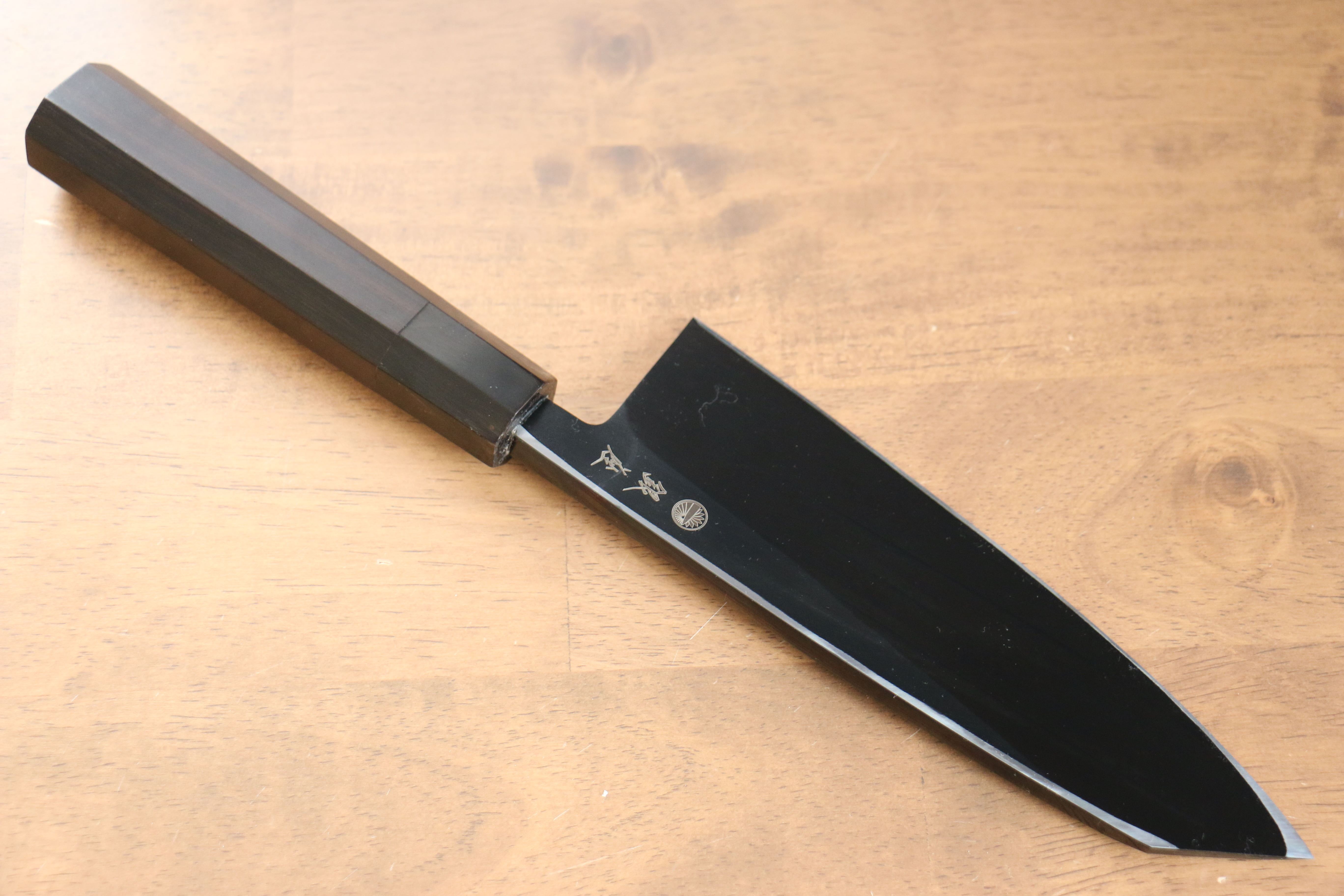 Jikko Ginza White Steel Black dyeing Kiritsuke Deba  180mm Ebony Wood Handle - Seisuke Knife