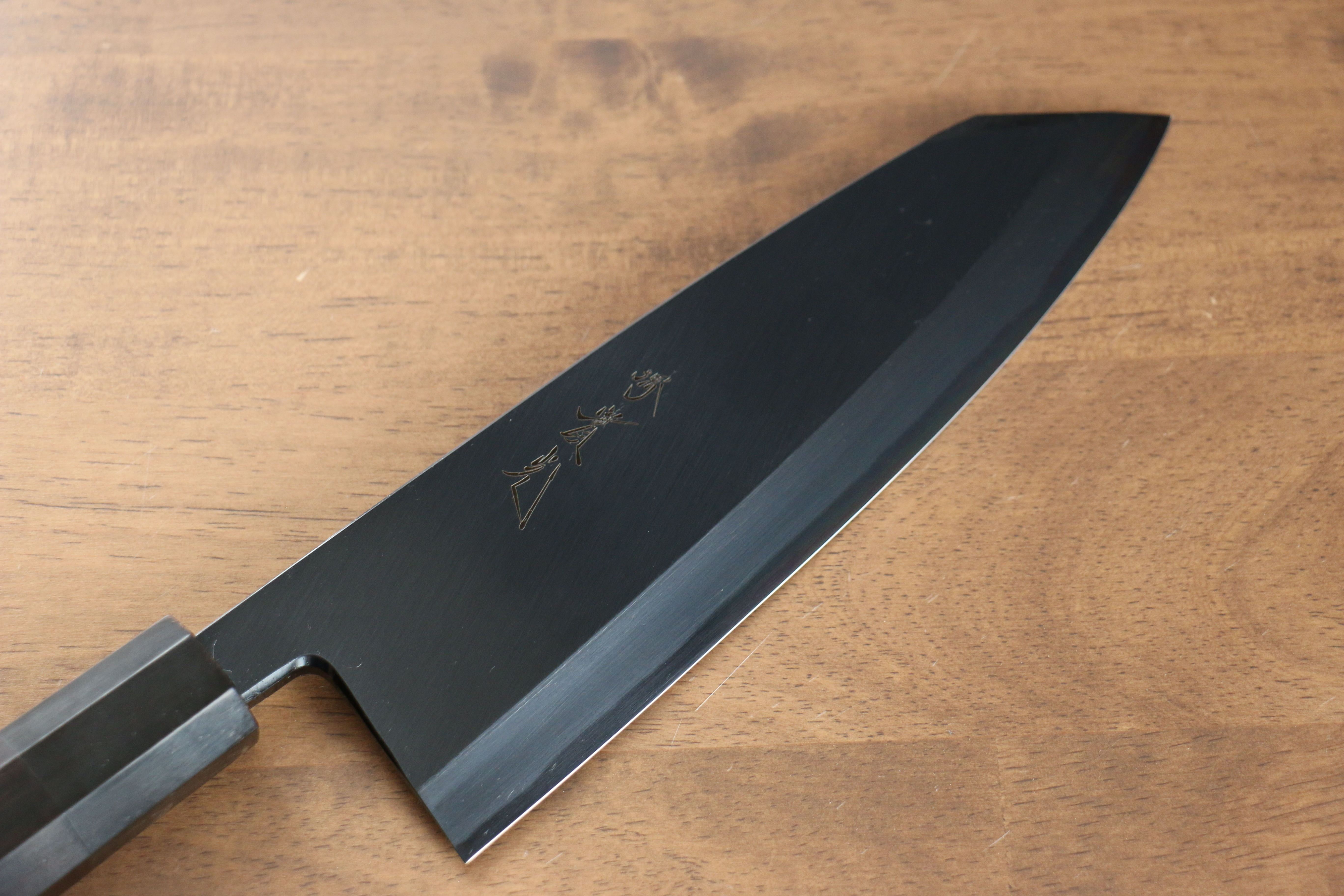 Jikko Ginza White Steel Black dyeing Kiritsuke Deba  180mm Ebony Wood Handle - Seisuke Knife