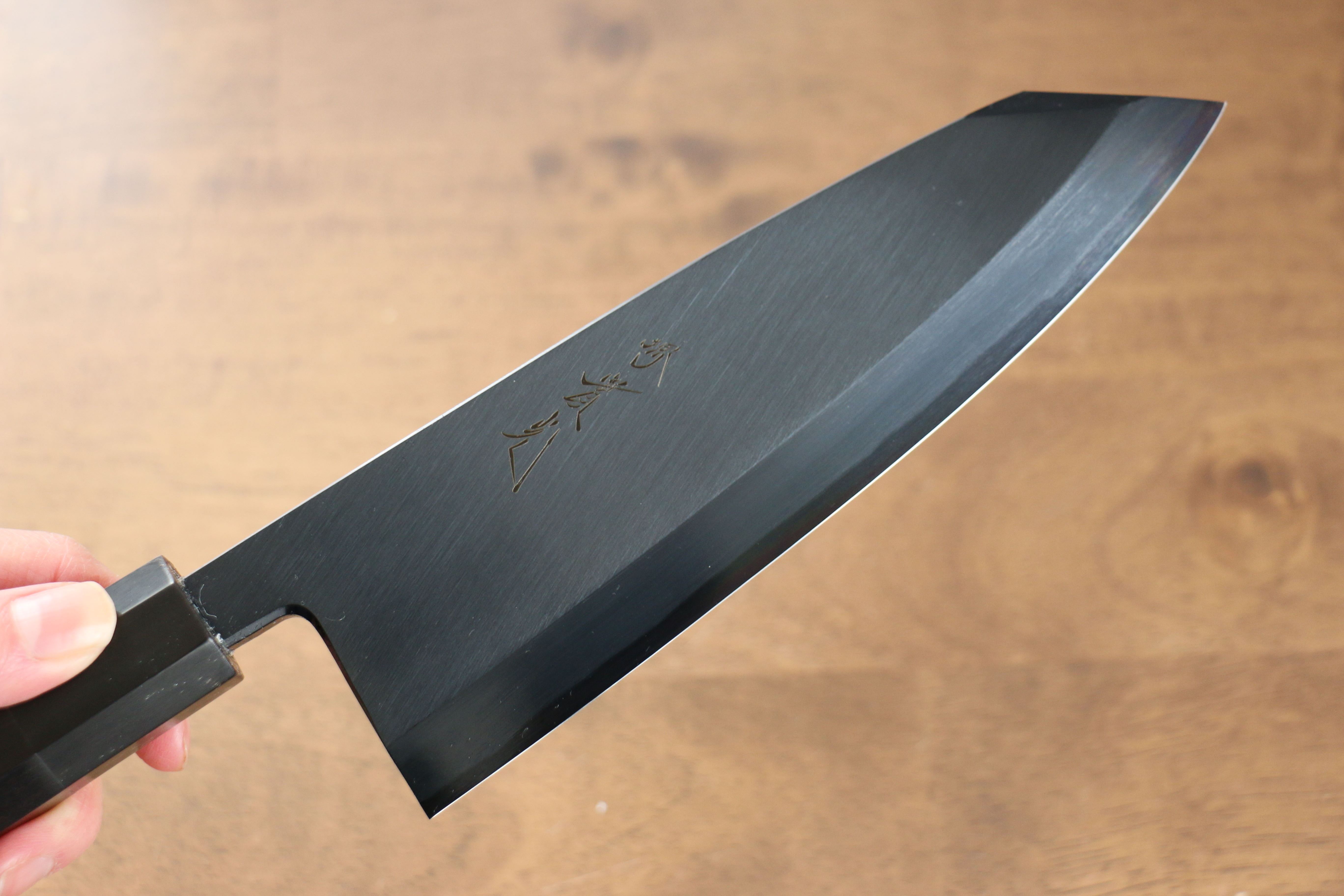 Jikko Ginza White Steel Black dyeing Kiritsuke Deba  180mm Ebony Wood Handle - Seisuke Knife