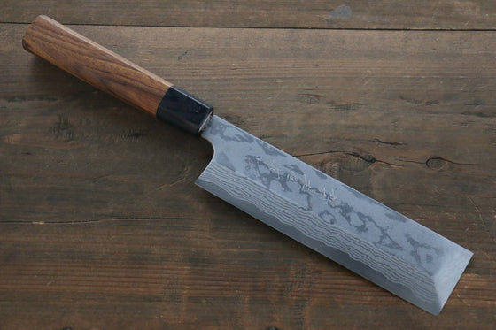 Hideo Kitaoka Blue Steel No.2 Damascus Kakugata Usuba Japanese Chef Knife 165mm - Seisuke Knife