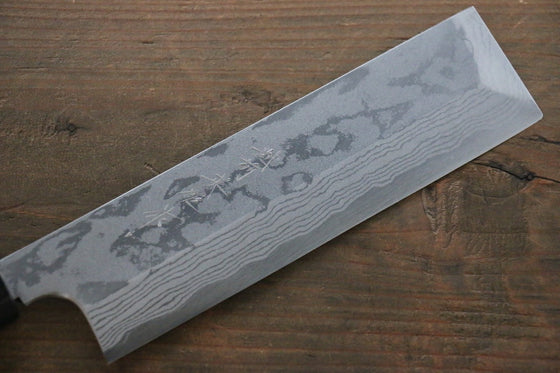 Hideo Kitaoka Blue Steel No.2 Damascus Kakugata Usuba Japanese Chef Knife 165mm - Seisuke Knife