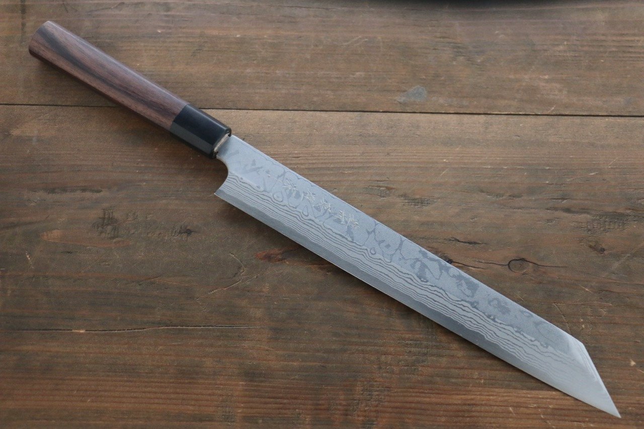 Hideo Kitaoka Blue Steel No.2 Damascus Kiritsuke Yanagiba Japanese Chef Knife 210mm - Seisuke Knife