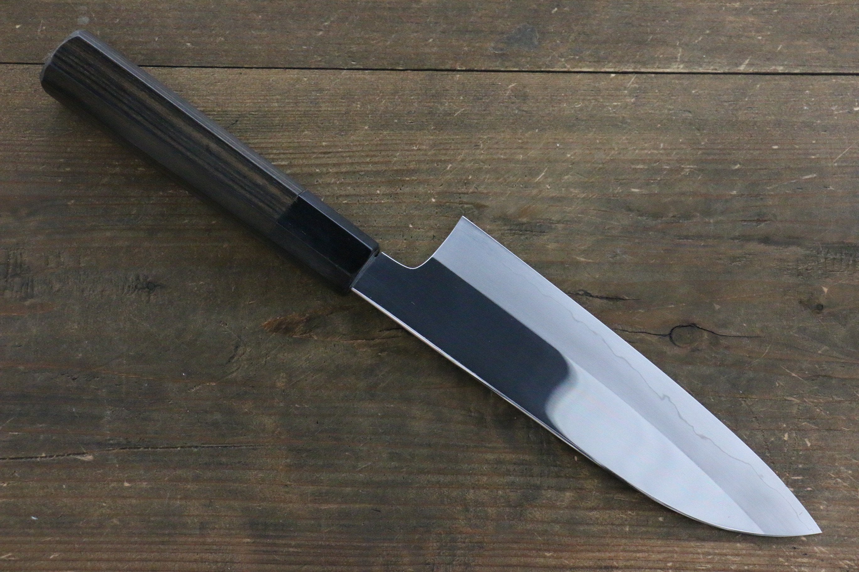 Kikumori VG10 Mirrored Finish Santoku Japanese Chef Knife 180mm with Ebony Handle - Seisuke Knife