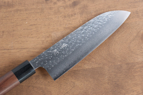 Seisuke VG10 Maru Hammered Santoku 165mm with Morado Handle - Seisuke Knife