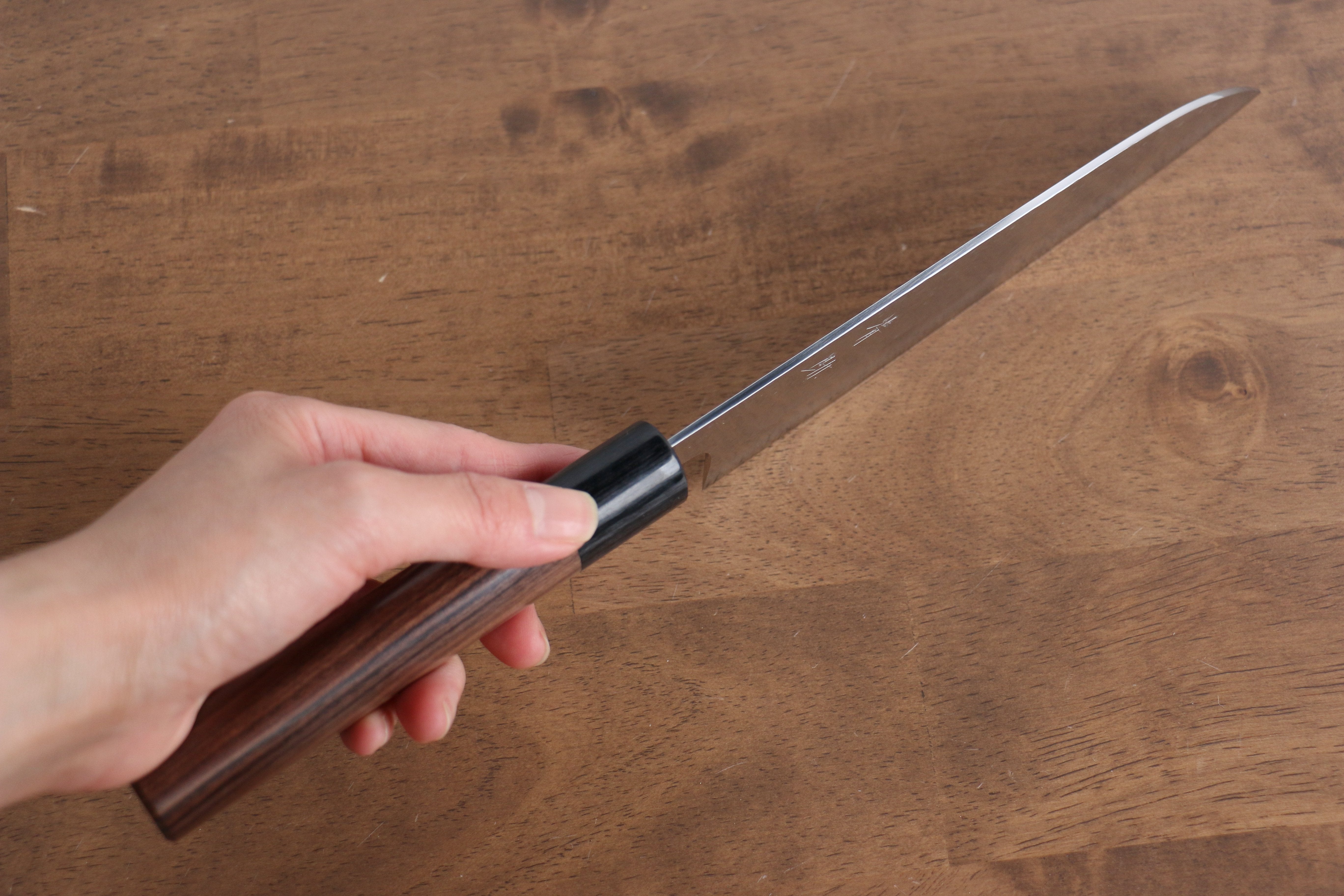 Seisuke VG10 Hammered(Maru) Santoku 165mm Morado Handle - Seisuke Knife
