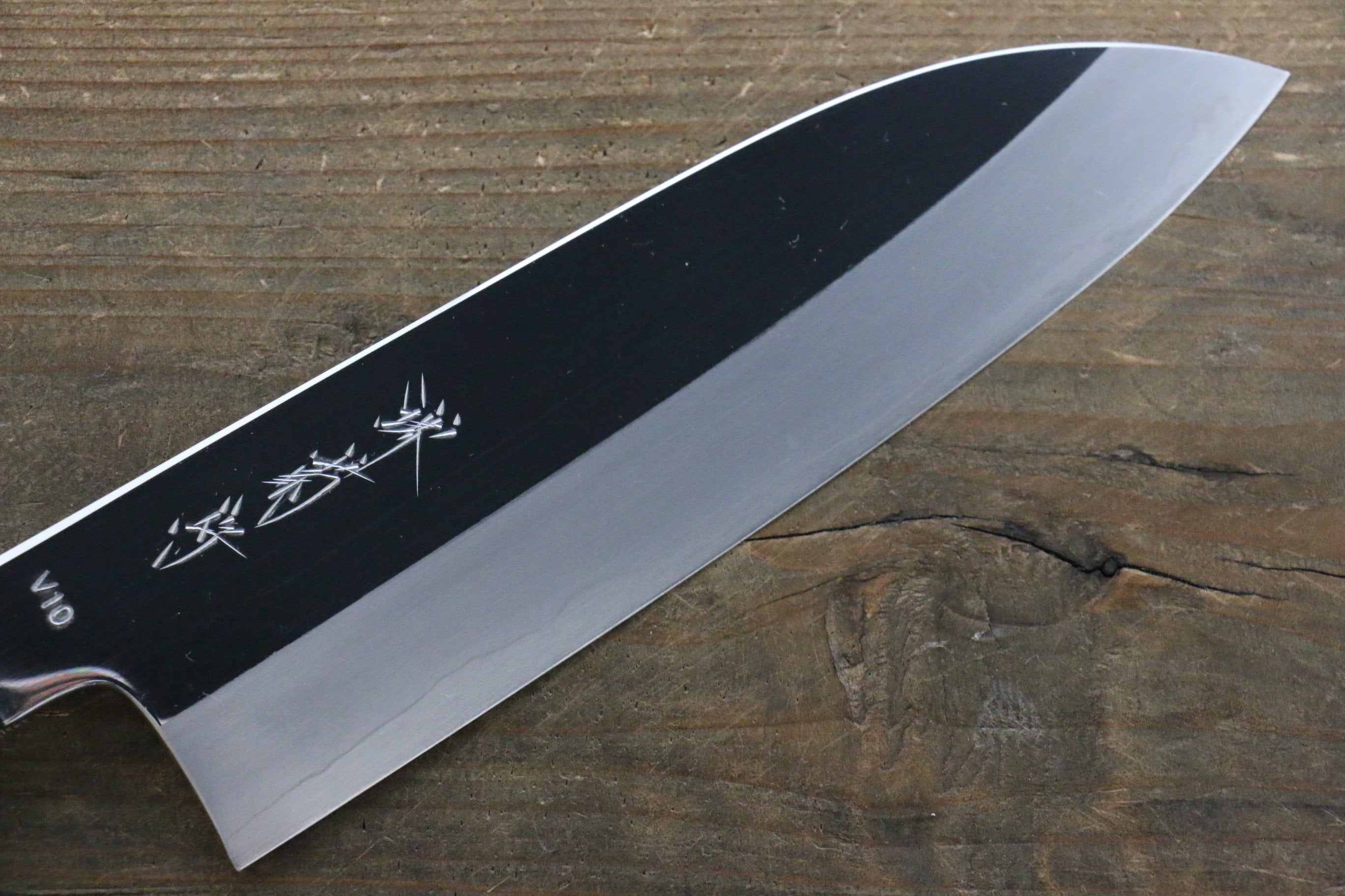 Kikumori VG10 Mirrored Finish Santoku Japanese Chef Knife 180mm with Ebony Handle - Seisuke Knife