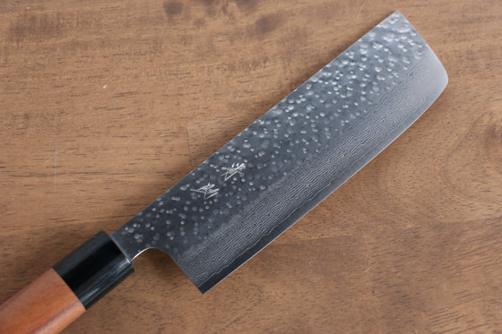 Seisuke VG10 Hammered(Maru) Nakiri 170mm Morado Handle - Seisuke Knife