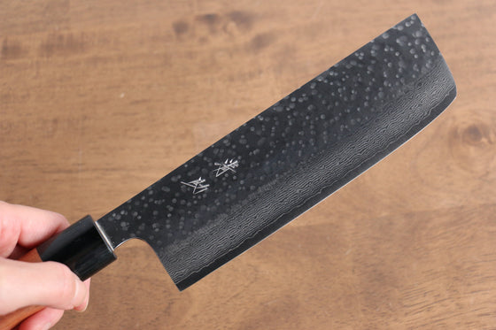 Seisuke VG10 Hammered(Maru) Nakiri 170mm Morado Handle - Seisuke Knife