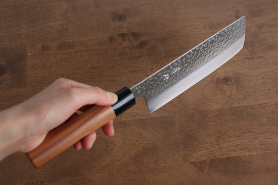 Seisuke VG10 Hammered(Maru) Nakiri 170mm Morado Handle - Seisuke Knife
