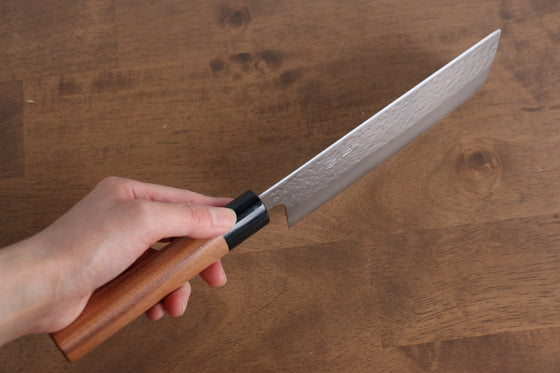 Seisuke VG10 Hammered(Maru) Nakiri 170mm Morado Handle - Seisuke Knife
