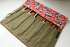 Japanese Style Knife Roll - Hokusai Red with Plain Green Pocket (7 Pockets) - Seisuke Knife - Slide 1