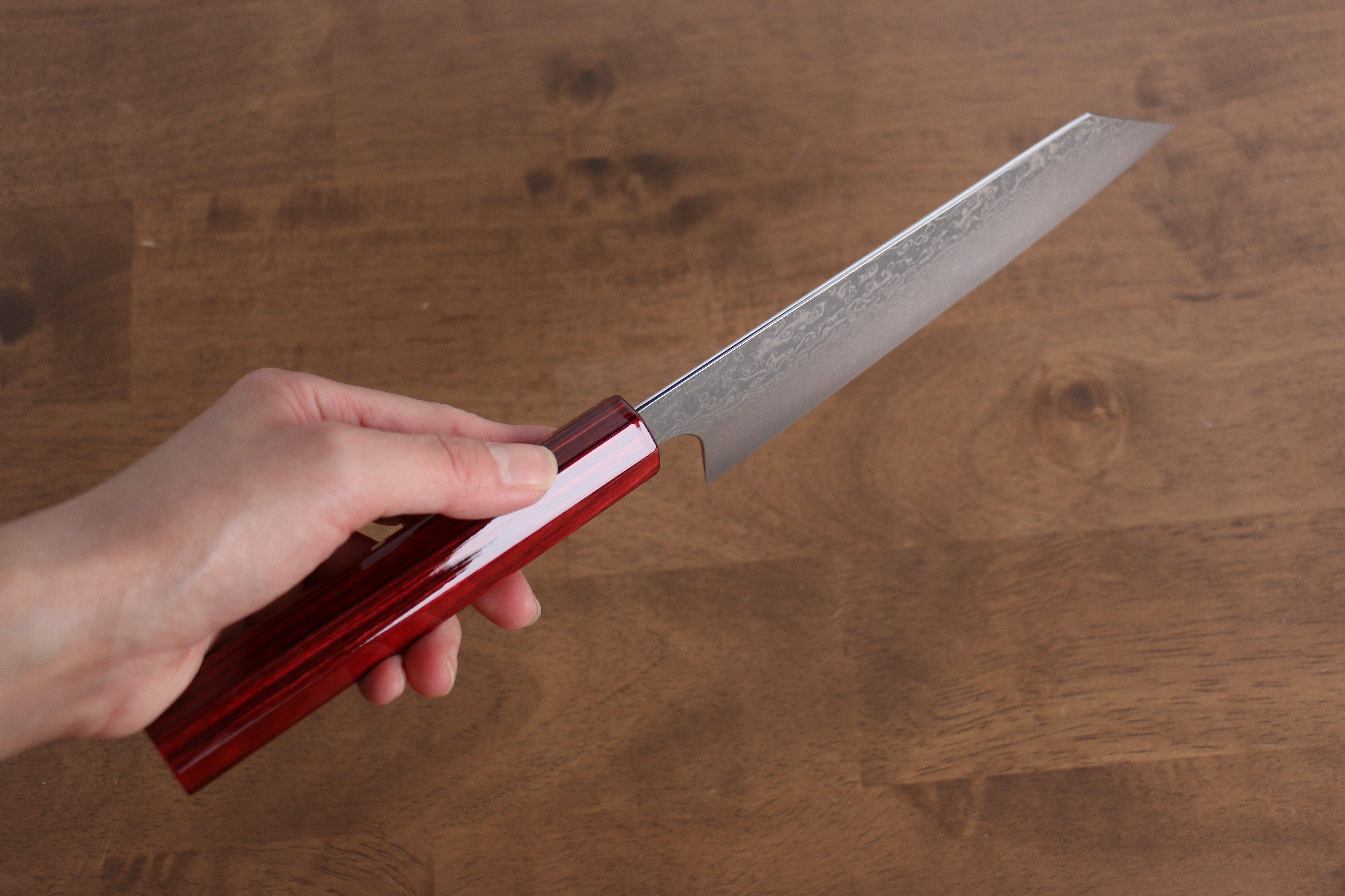 Kei Kobayashi SG2 Damascus Bunka 170mm with Red Lacquered Handle - Seisuke Knife