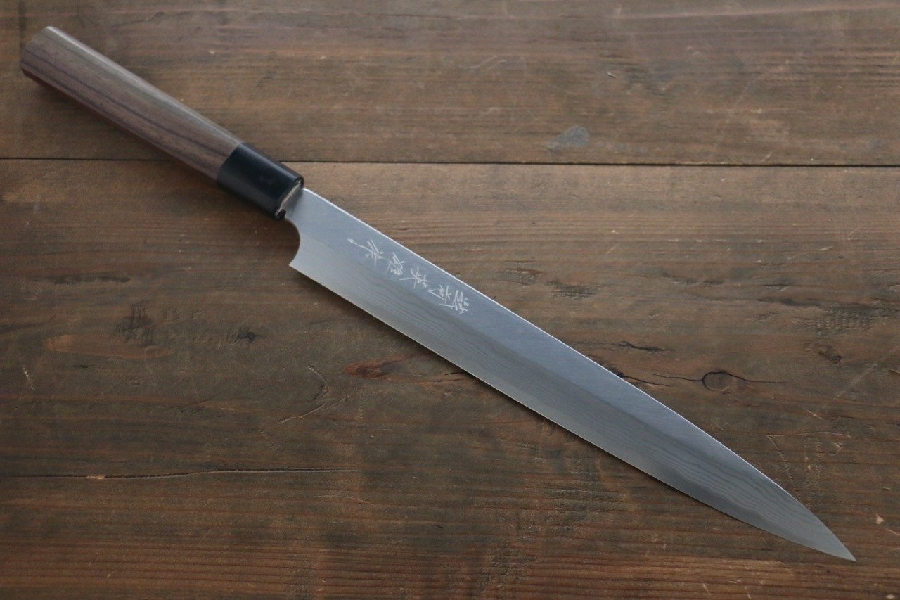 Hideo Kitaoka Blue Steel No.2 Damascus Yanagiba Japanese Chef Knife 300mm - Seisuke Knife