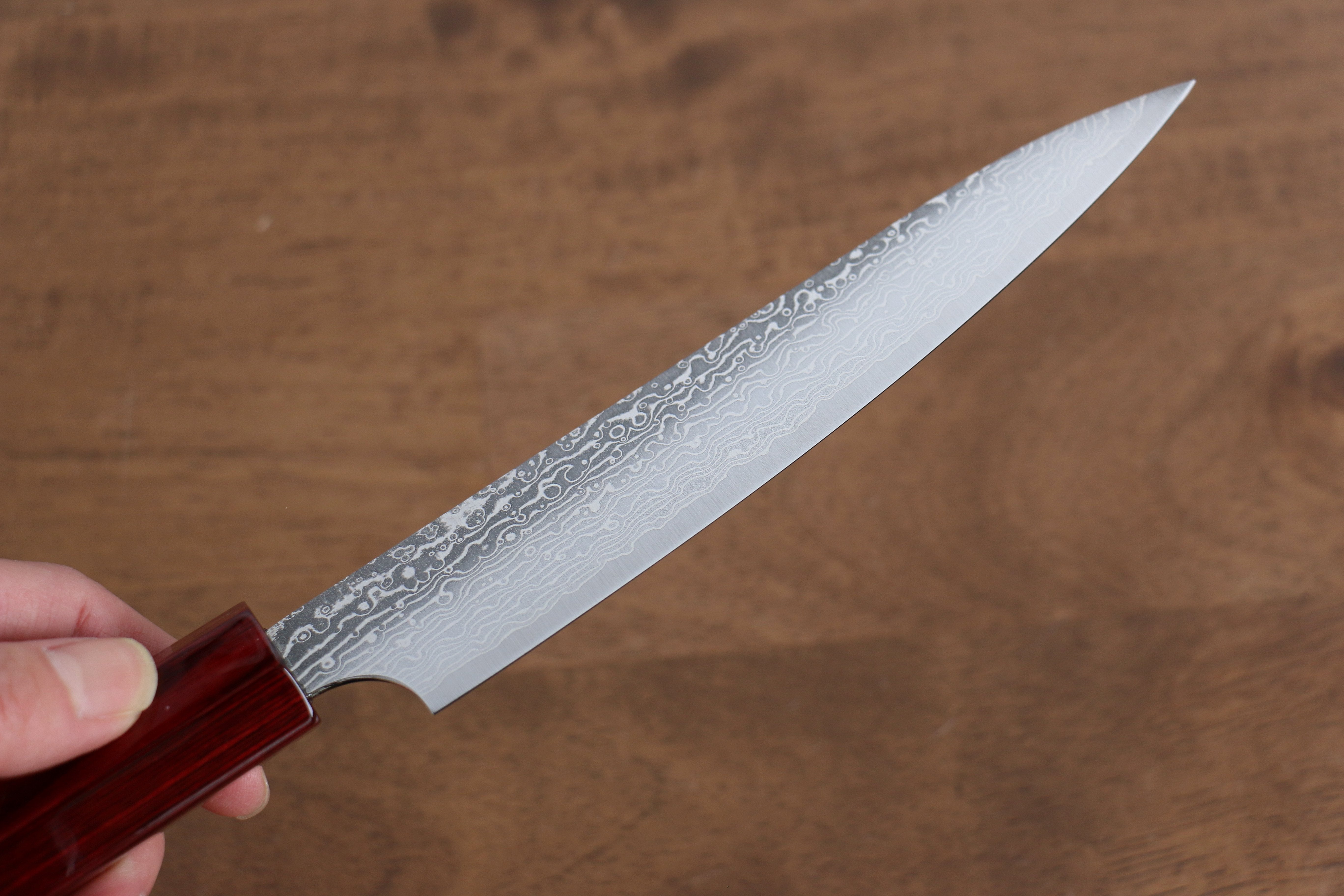 Kei Kobayashi SG2 Damascus Petty-Utility 150mm Red Lacquered Handle - Seisuke Knife