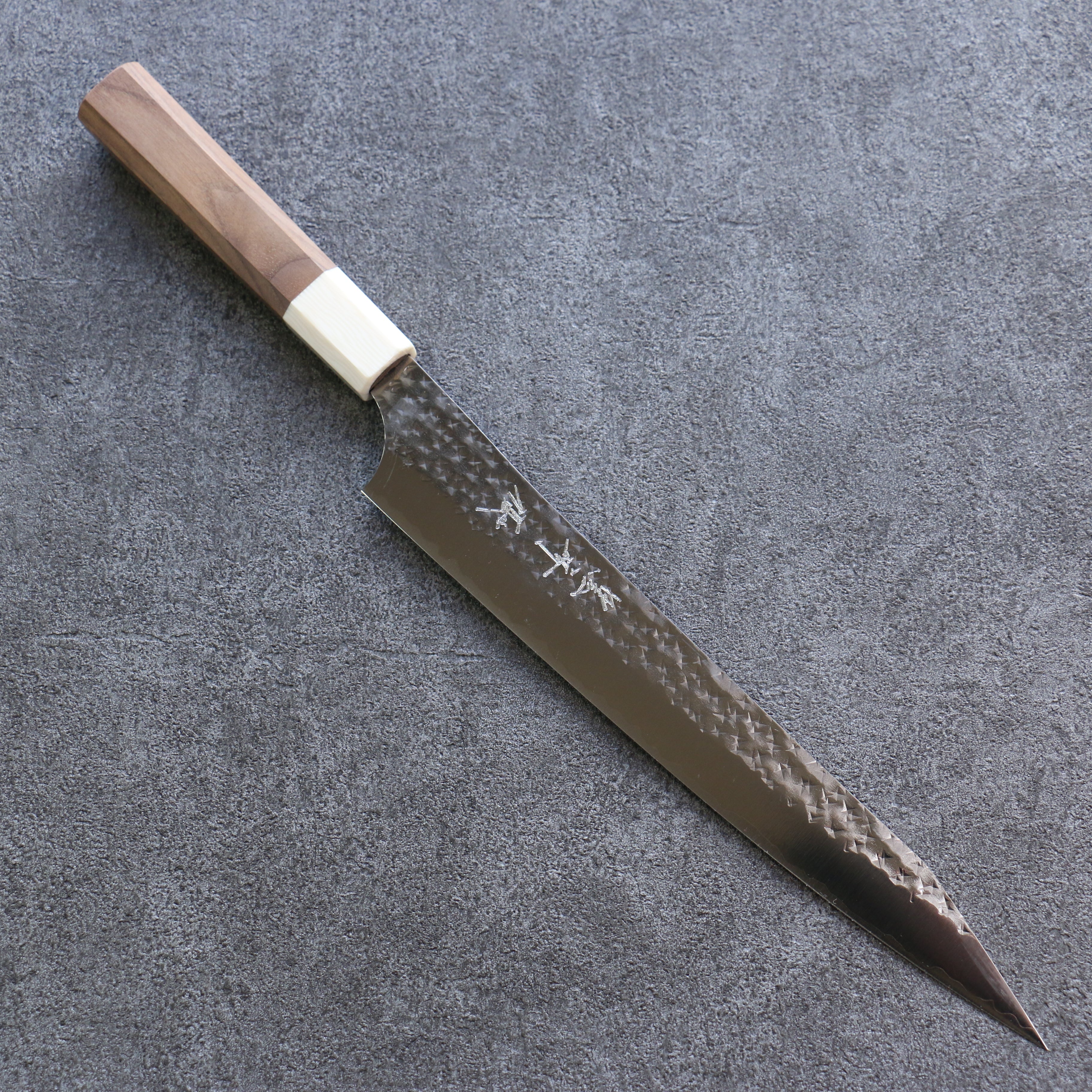 Yu Kurosaki Senko Ei SG2 Hammered Sujihiki 240mm Walnut Handle - Seisuke Knife