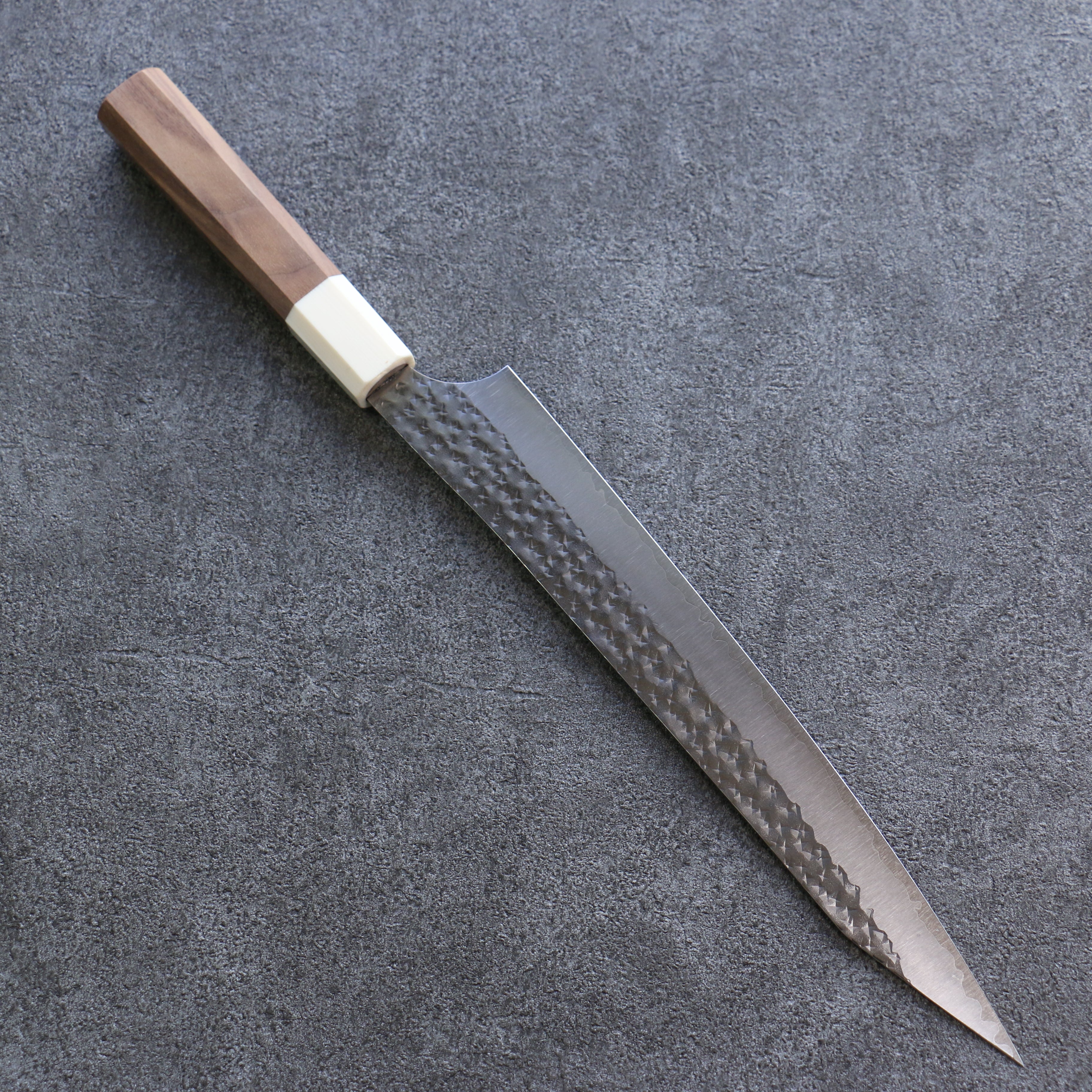 Yu Kurosaki Senko Ei SG2 Hammered Sujihiki 240mm Walnut Handle - Seisuke Knife