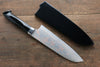 Takeshi Saji Blue Steel No.2 Colored Damascus Maki-e Art Fujisan Santoku 180mm Lacquered Handle - Seisuke Knife - Slide 2