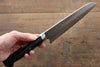 Takeshi Saji Blue Steel No.2 Colored Damascus Maki-e Art Fujisan Santoku 180mm Lacquered Handle - Seisuke Knife - Slide 7