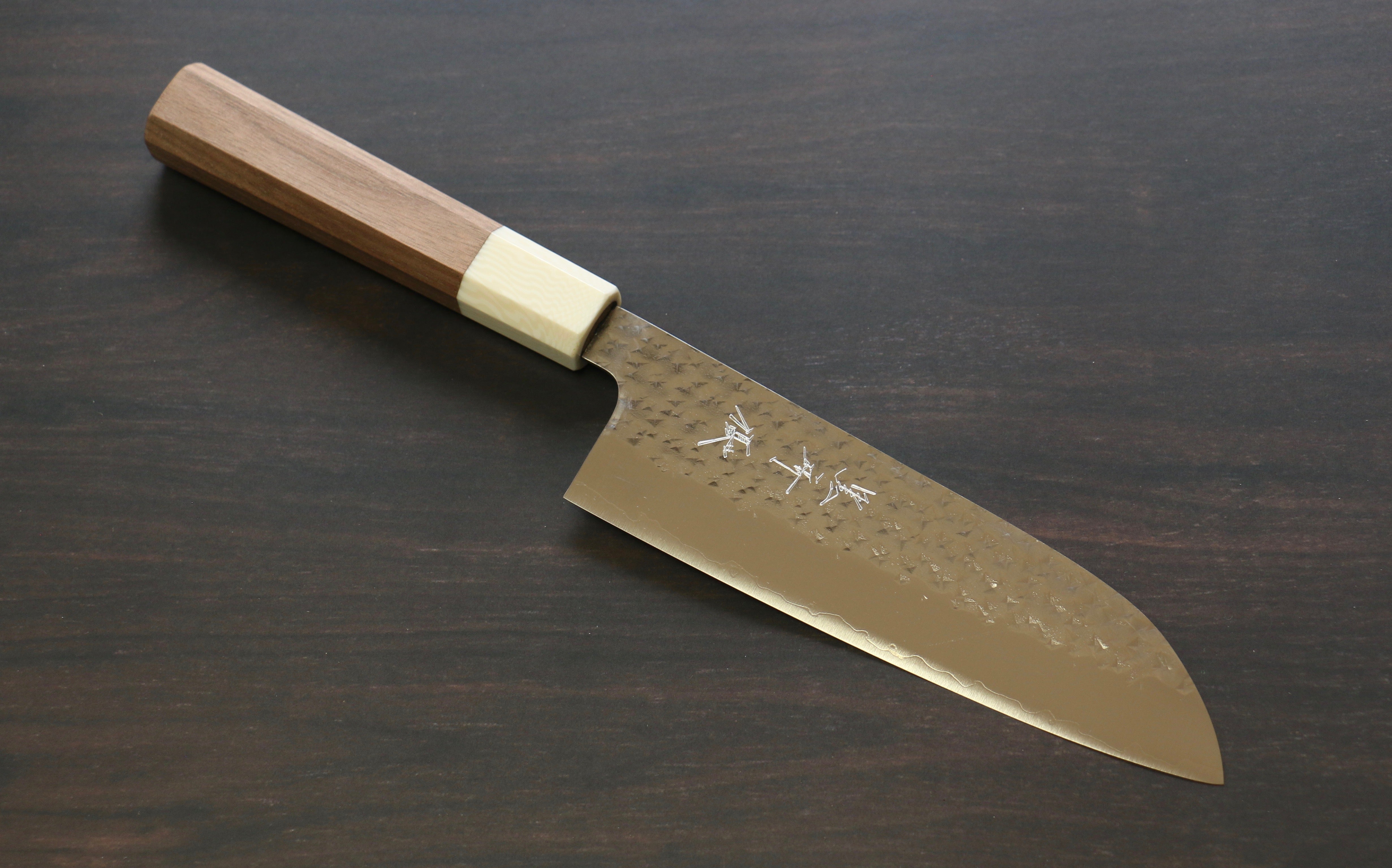 Yu Kurosaki Senko SG2 Hammered Santoku 165mm with Walnut Handle - Seisuke Knife