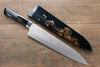 Takeshi Saji Blue Steel No.2 Colored Damascus Maki-e Art Gyuto 240mm Lacquered Handle - Seisuke Knife - Slide 1