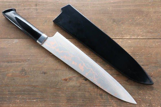 Takeshi Saji Blue Steel No.2 Colored Damascus Maki-e Art Gyuto 240mm Lacquered Handle - Seisuke Knife