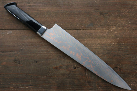 Takeshi Saji Blue Steel No.2 Colored Damascus Maki-e Art Gyuto 240mm Lacquered Handle - Seisuke Knife