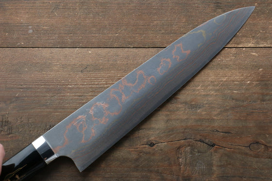 Takeshi Saji Blue Steel No.2 Colored Damascus Maki-e Art Gyuto 240mm Lacquered Handle - Seisuke Knife