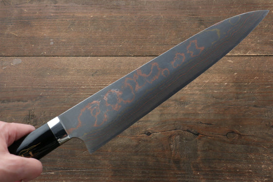 Takeshi Saji Blue Steel No.2 Colored Damascus Maki-e Art Gyuto 240mm Lacquered Handle - Seisuke Knife