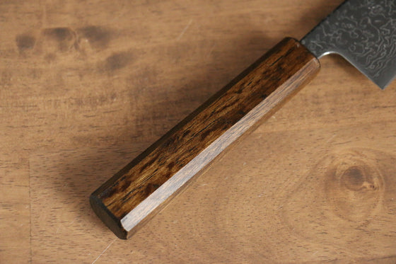 Seisuke VG10 Mirrored Finish Damascus Santoku 165mm Oak Handle - Seisuke Knife