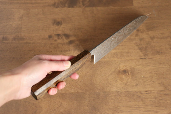 Seisuke VG10 Mirrored Finish Damascus Santoku 165mm Oak Handle - Seisuke Knife