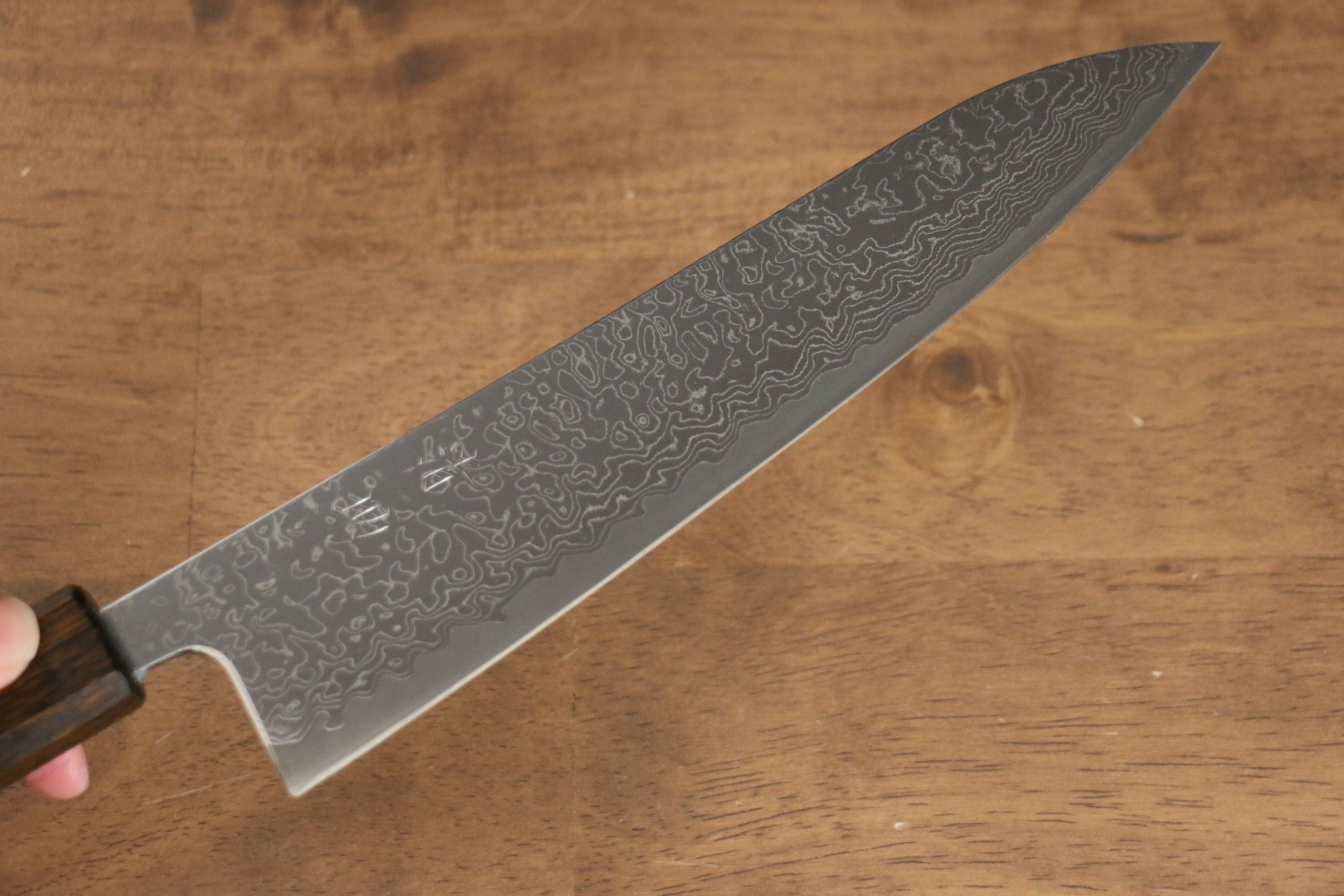 Seisuke VG10 Mirrored Finish Damascus Gyuto 210mm Oak Handle - Seisuke Knife