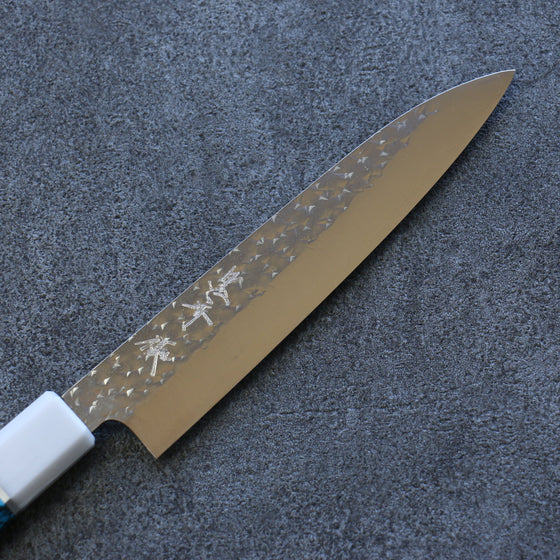 Yu Kurosaki Senko SG2 Hammered Petty-Utility 150mm Turquoise(With Double White Ring) Handle - Seisuke Knife