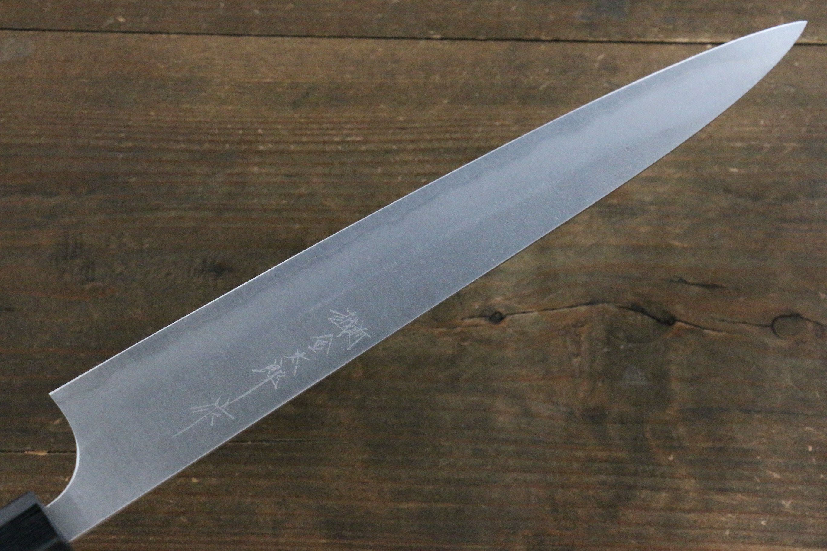 Yoshimi Kato Blue Super Clad Nashiji Sujihiki-Slicer Japanese Chef Knife 270mm with Black Honduras Handle - Seisuke Knife