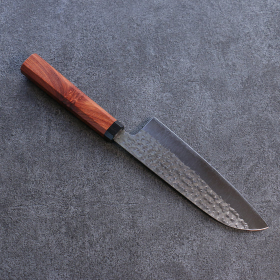 Yu Kurosaki Senko SG2 Hammered Santoku 165mm Sandalwood (Red) Handle - Seisuke Knife