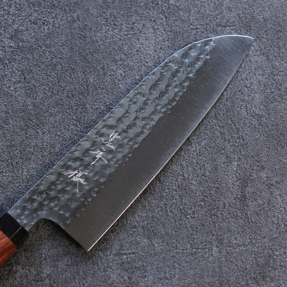 Yu Kurosaki Senko SG2 Hammered Santoku 165mm Sandalwood (Red) Handle - Seisuke Knife
