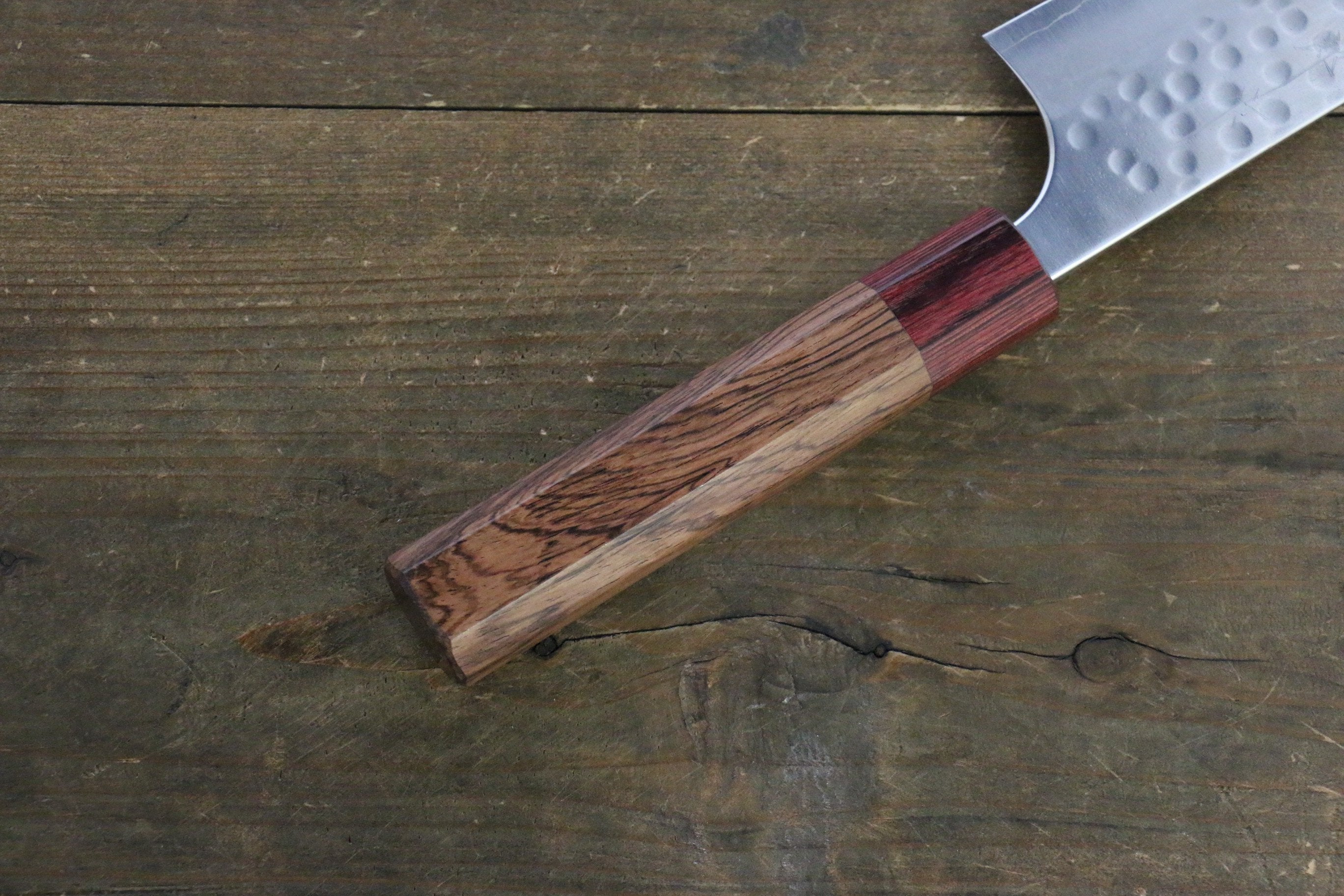 Yoshimi Kato Silver Steel No.3 Hammered Gyuto Japanese Chef Knife 210mm with Red Honduras Handle - Seisuke Knife