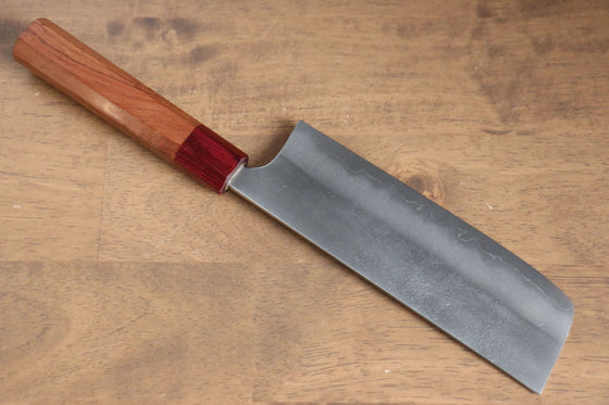 Yoshimi Kato Blue Super Nashiji Nakiri 170mm Red Honduras Handle - Seisuke Knife