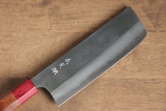 Yoshimi Kato Blue Super Nashiji Nakiri 170mm Red Honduras Handle - Seisuke Knife