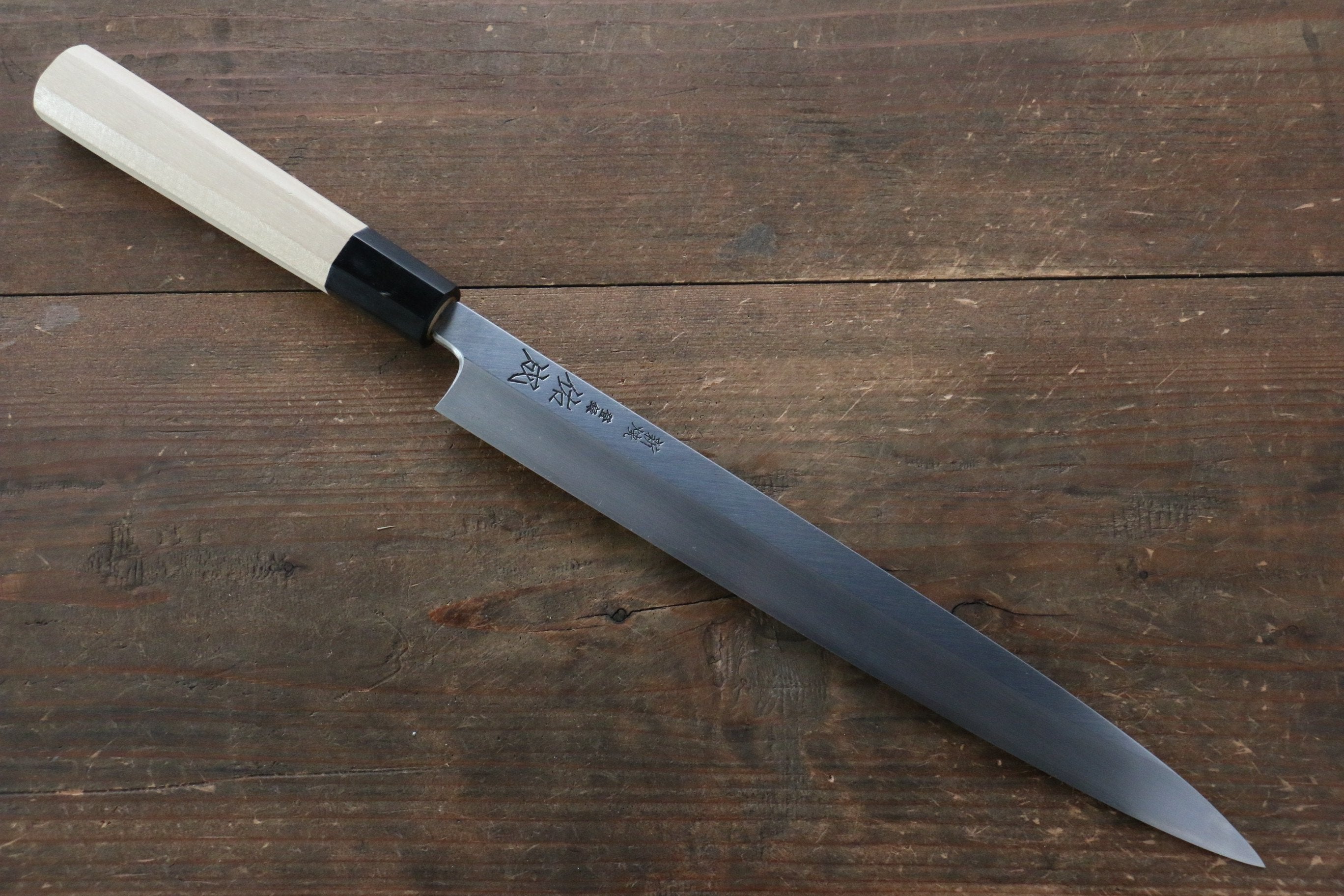 Sukenari VG10 2 Layer Mirrored Finish Yanagiba with Magnolia Handle - Seisuke Knife