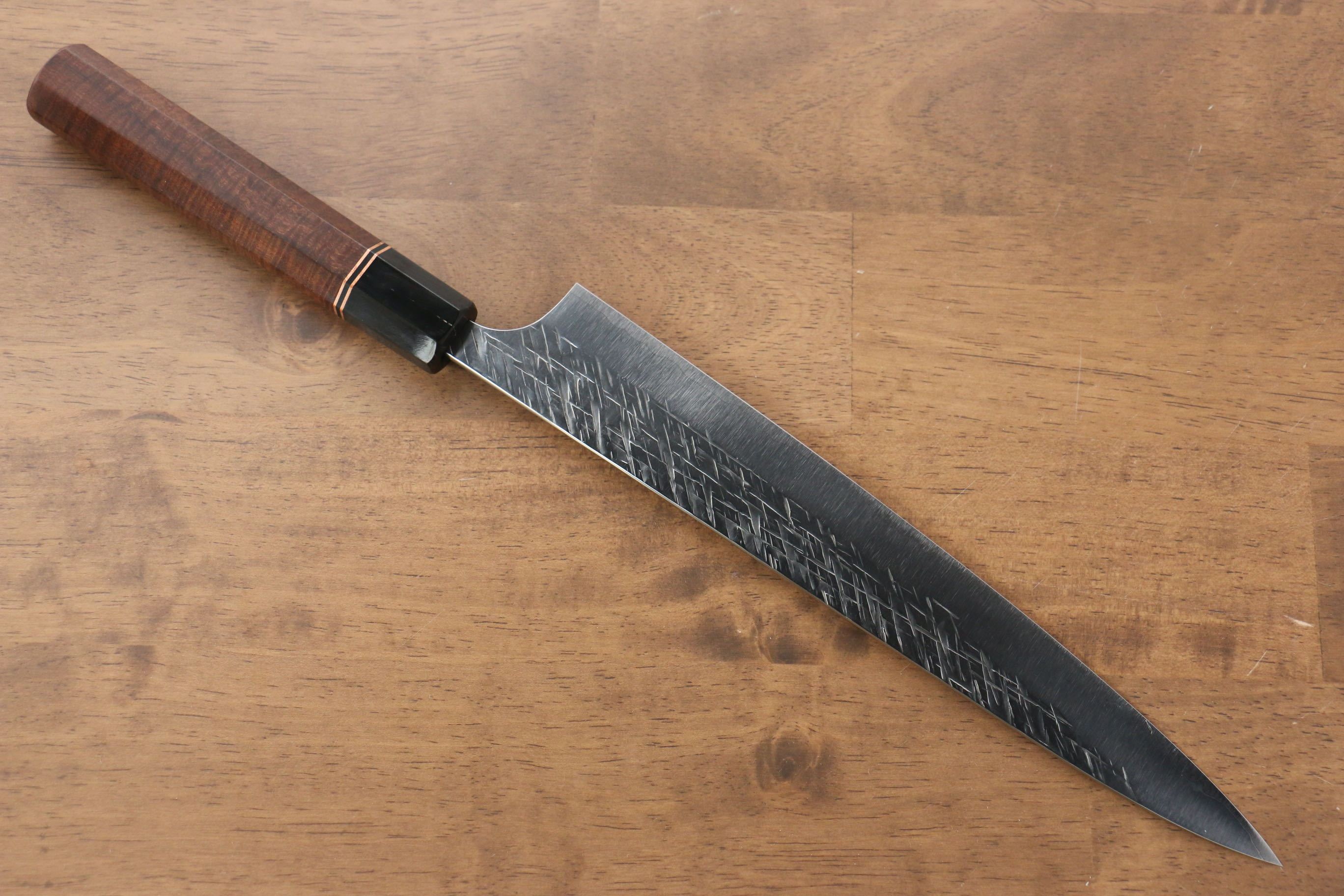 Yu Kurosaki Raijin Cobalt Special Steel Hammered Sujihiki 240mm Special handle 1 Handle - Seisuke Knife