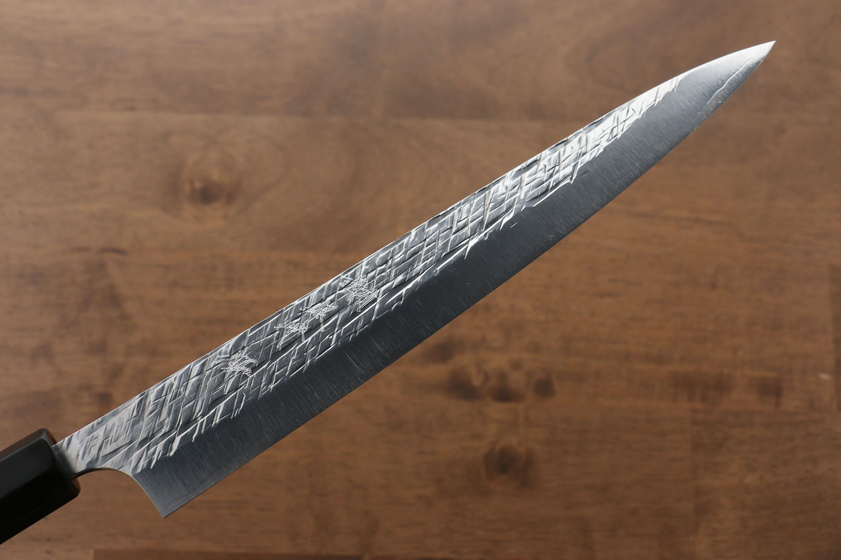Yu Kurosaki Raijin Cobalt Special Steel Hammered Sujihiki 240mm Special handle 1 Handle - Seisuke Knife