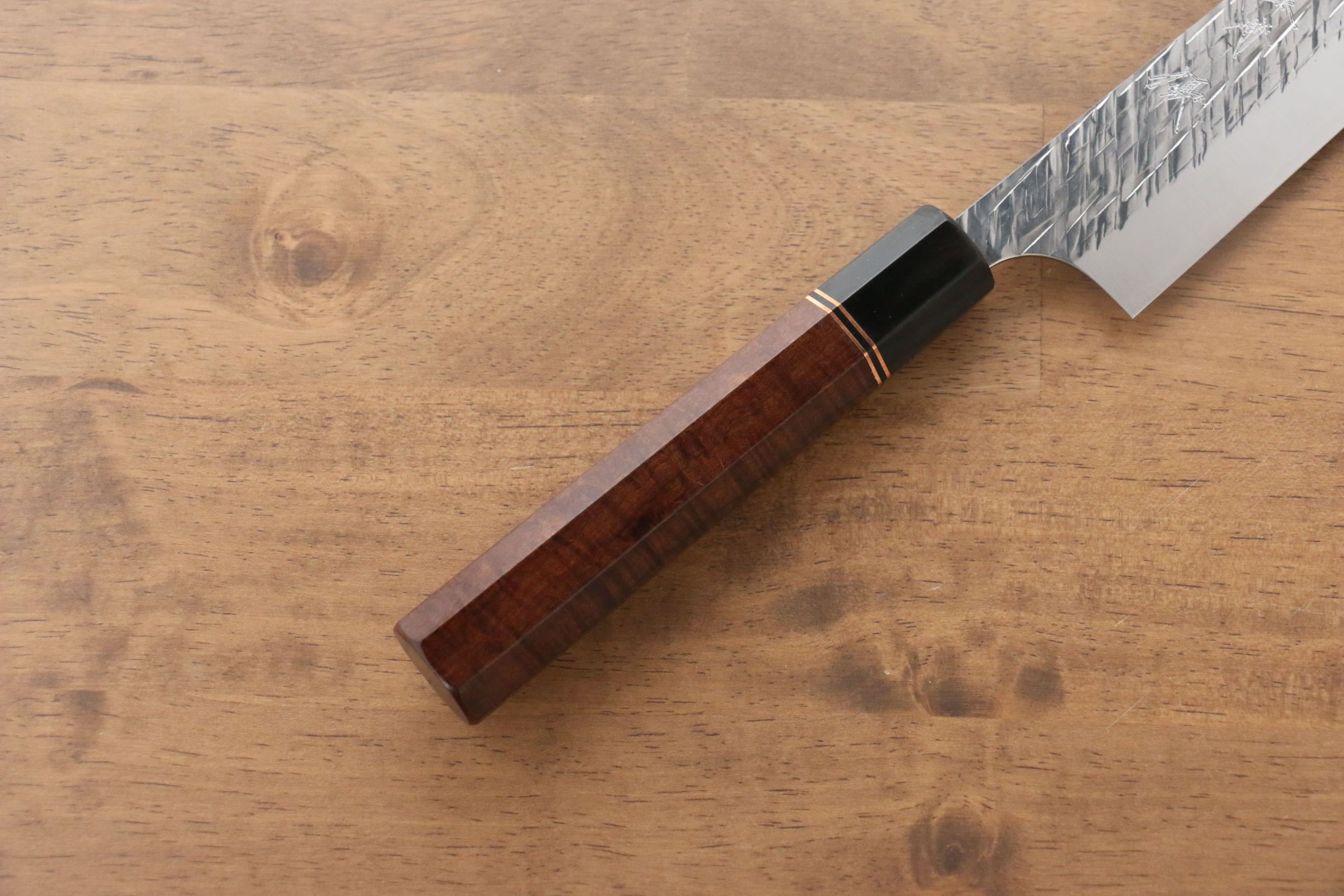 Yu Kurosaki Raijin Cobalt Special Steel Hammered Sujihiki 240mm Special handle 1 Handle - Seisuke Knife