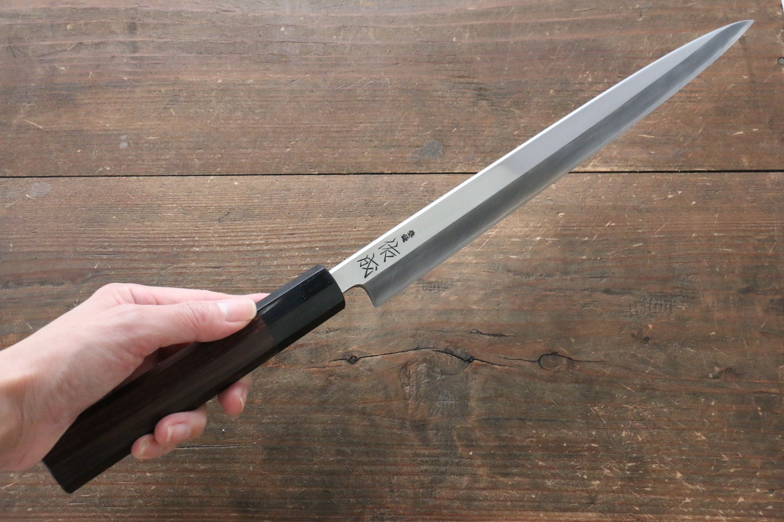 Sukenari super X Mirrored Finish Yanagiba with Magnolia Handle - Seisuke Knife
