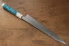 Yu Kurosaki Senko SG2 Hammered Sujihiki 270mm Turquoise(With Double White Ring) Handle - Seisuke Knife - Slide 2