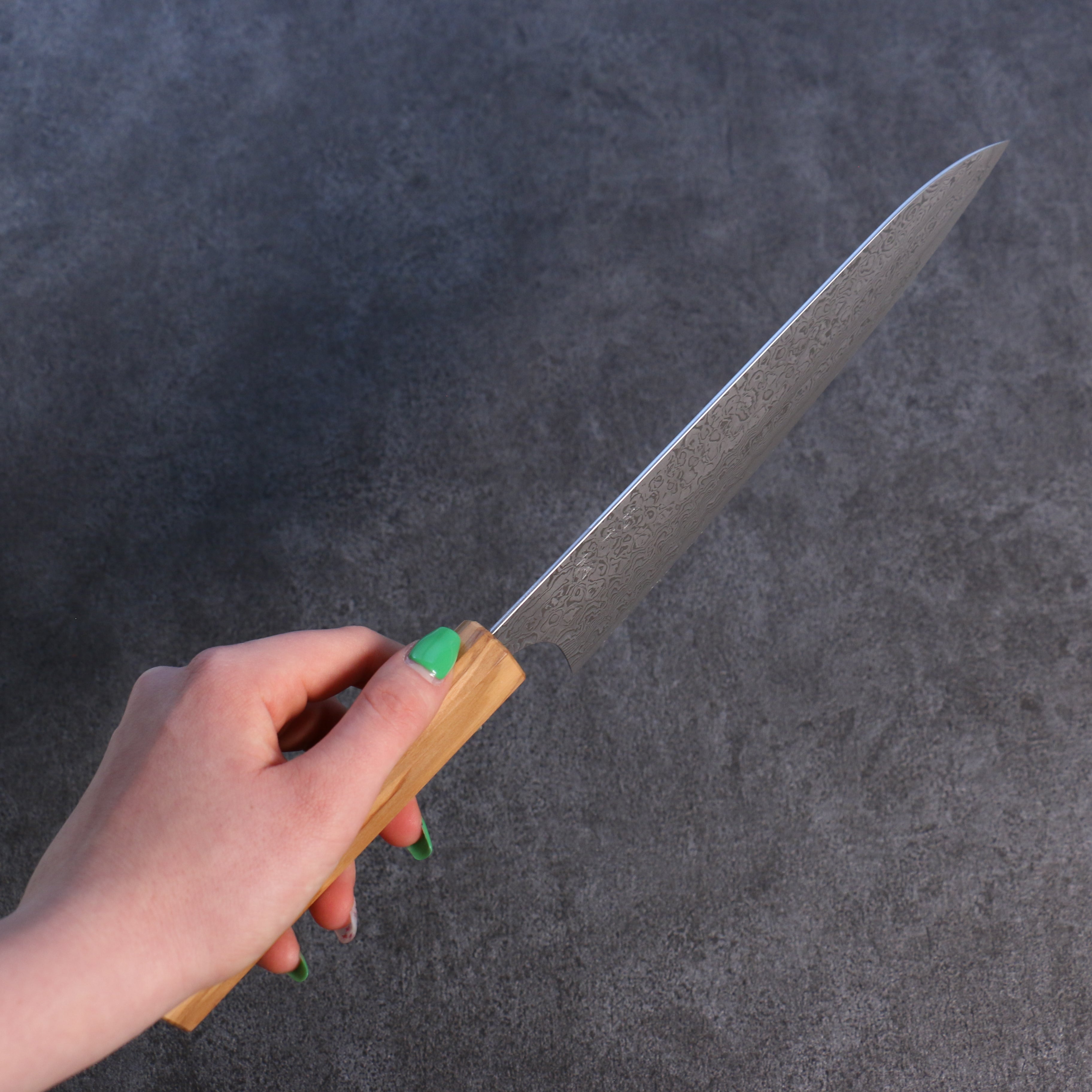 Yoshimi Kato VG10 Damascus Gyuto 210mm with Olive Wood Handle - Seisuke Knife
