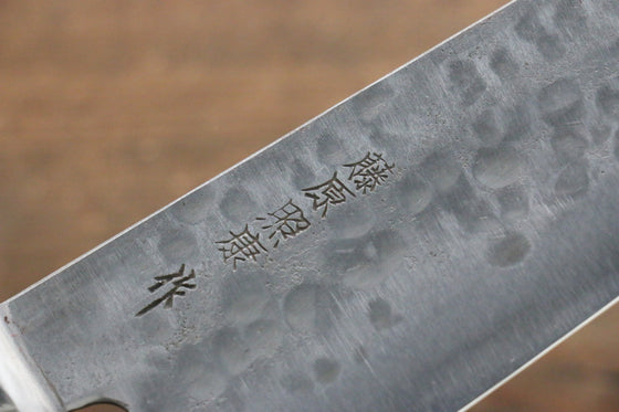 Fujiwara Teruyasu Fujiwara Teruyasu Maboroshi White Steel No.1 Nashiji Hammered Gyuto 210mm with Black Pakka wood Handle - Seisuke Knife