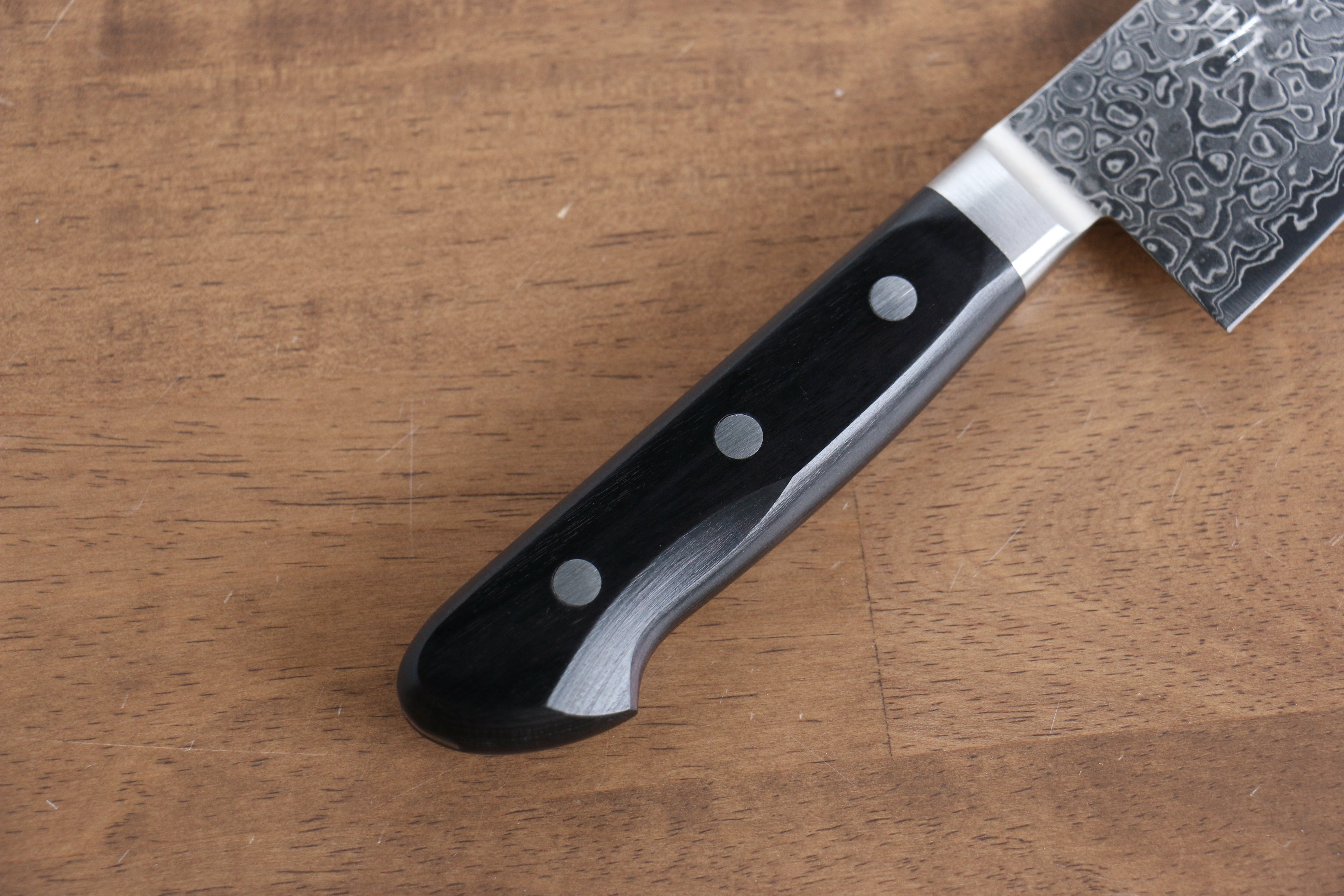 Seisuke AUS10 45 Layer Mirrored Damascus Santoku 170mm Black Pakkawood Handle - Seisuke Knife
