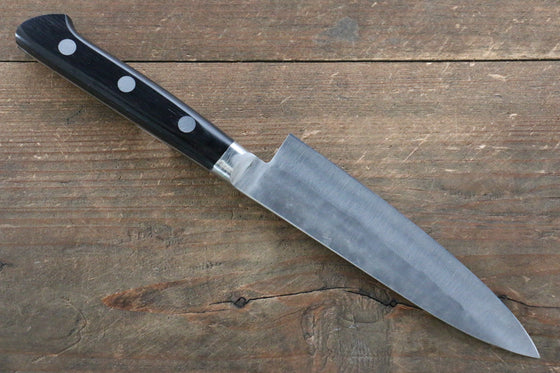 Fujiwara Teruyasu Maboroshi White Steel No.1 Nashiji Hammered Petty-Utility 130mm with Black Pakkawood Handle - Seisuke Knife